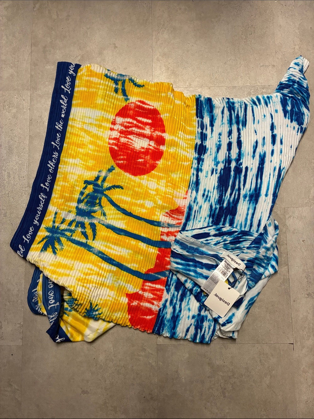 Tropical Sunset Beach Cover-Up - Yellow, Red & Blue